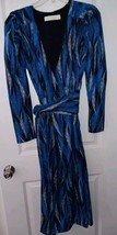 Happy x Nature Kate Hudson M Alpha Wrap Maxi Dress Blue w/ Feathers - £20.33 GBP