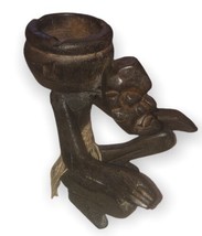Indonesia Hand Carved Vintage Hunched Over Tribal Ashtray - $46.53