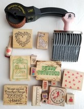 Rubber Stamps Wood Scrapbooking Crafts Hearts Valentine - £26.57 GBP