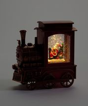 Christmas Train Water Lantern Red 6.63" High with Santa and Swirling Glitter image 2