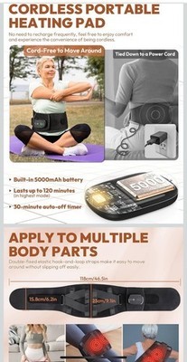 Cordless Infrared Light Therapy Belt with Heating Vibration Massage Pain Relief Item image 5