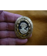 (CS4-26) SAUCY HAT woman black white CAMEO Jewelry brooch pin pendant Ne... - €28,21 EUR