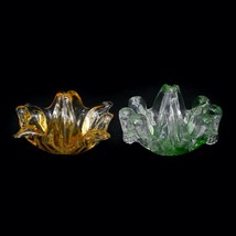 Set of 2 Small Baskets Trinket Dish Art Glass Gold And Green   Bowl 3&quot; V... - £14.20 GBP