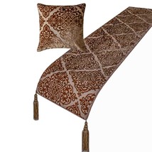 Mabel Brown - Velvet Brown Decorative Bed Runner and Pillow Cover - £64.57 GBP+