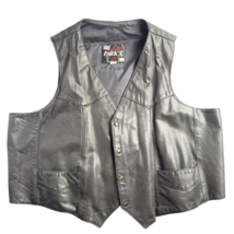 Park V Bike Leather Vest Men&#39;s Size 64 Black Motorcycle Cut Used Vintage - $28.04