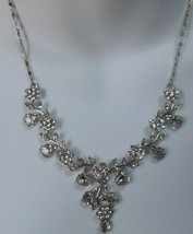 Vintage High End Crystal Rhinestone Floral Necklace - £34.91 GBP