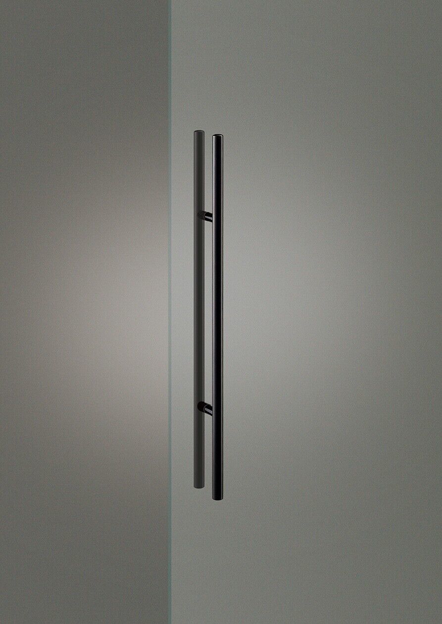 Union Japan 31&quot; Black Round Pull Handle Back to Back Frameless Shower Gl... - $128.69