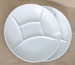 Set Of Two Israel Naaman White 5 Compartment Divided Fondue Plates Dishes - $11.88