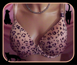 36DD Tan Black Heart Leopard Smooth Victorias Secret Lightly Lined Demi UW Bra  - £29.88 GBP