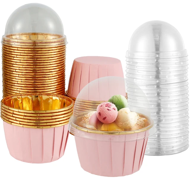 50Pcs Foil Cupcake Liners Aluminum Cake Cups Heat Resistant Baking Cups Cupcake  - £15.83 GBP