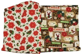 Christmas winter Fat Quarters 18&quot; x 21&quot; Quilting Fabric Crafts Lot of 2 New - £10.02 GBP