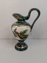 Vintage H. Beguet Quaregnon Hand Painted Vase Pitcher Bird of Paradise B... - $37.39