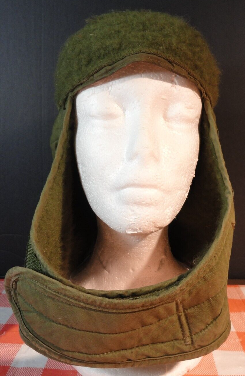 Vintage Vietnam Era 1967 Olive Green Insulating Helmet Liner Warm Pile Cap 6 34