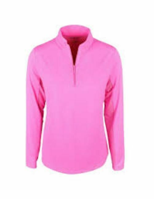 NWT IBKUL SOLID HOT PINK Long Sleeve Mock Golf Shirt - S M L XL & XXL
