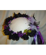 Lyla Faux Flower Head Wreath Black and Deep Purple / Sparkle / Renaissance  - £38.92 GBP