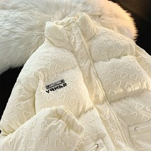 Winter Love Stand Collar Cotton Jacket Women Harajuku Fashion Casual Multi Funct - £40.18 GBP