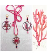 Wooden painted Nautical pendant necklace inspired by sea Crab animal art. - £32.52 GBP
