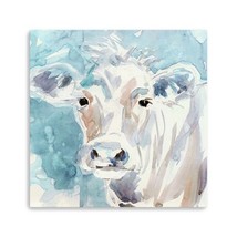 HomeRoots 398925 40 x 40 in. Watercolor Soft Pastel Cow Blue Canvas Wall... - $212.93