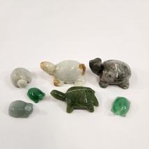 Jade Hand Carved Stone Turtle Figurine Lot of 7 Amulet Semi-Precious Stone 109g - £30.35 GBP