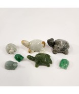 Jade Hand Carved Stone Turtle Figurine Lot of 7 Amulet Semi-Precious Sto... - £30.39 GBP