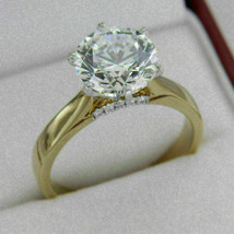 2.5CT Lab Created VVS1D Diamond Solitaire Engagement Ring 14K Yellow Gold Finish - £119.50 GBP