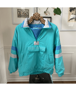 Vintage 90s C&amp;A Club Fifteen Teal Blue Grey Puffy Half Zip Pullover XL - €27,80 EUR