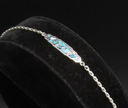 925 Sterling Silver - Vintage Crushed Fire Opal Arrow Chain Bracelet - B... - £33.71 GBP