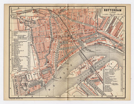 1885 Antique City Map Of Rotterdam / Holland / Netherlands - £26.26 GBP