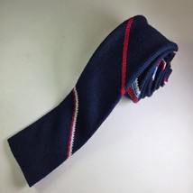 Vintage Wool Knit Tie Golden Rule St. Paul Navy Red Stripe 2.25&quot;x51.5&quot; - $26.99