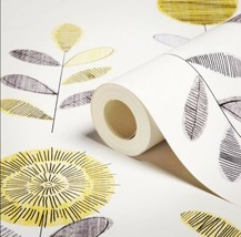 Floral Yellow/Grey Wallpaper Samples  - £3.24 GBP