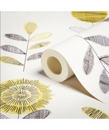 Floral Yellow/Grey Wallpaper Samples  - £3.27 GBP