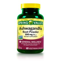 Spring Valley Extra Strength Ashwagandha, 500 mg, 60 Vegetarian Capsules - £17.09 GBP