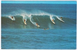 Postcard Surfing In Hawaii Riding The Big Surf Wave - £3.97 GBP