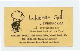 Lafayette Grill Advertising Card &amp; Mileage Chart Walterboro South Caroli... - $17.82
