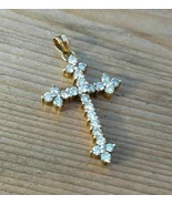2 CT Simulated Round Diamond Cross Pendant &quot;18&quot; Chain 14k Yellow Gold Pl... - $1,495.63 MXN