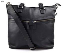 Ladies buffalo leather black handbag women shoulder bag leather satchel ... - £151.87 GBP