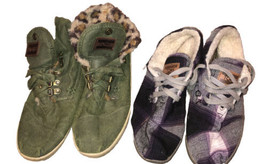 Toms Set Of 2 Size 7 Women’s Shoes Plaid &amp; Green W/ Cheetah - £10.37 GBP