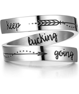 Silver Keep Going Ring Inspirational Jewelry Stainless Steel Engraving S... - £10.61 GBP