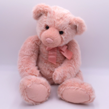 Frosted Baby Pink Teddy Bear Plush  Stuffed Heavy 18&quot; Vintage Harvest Moon  - £35.21 GBP