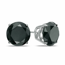 8.00Ct Round-Cut Simulated Black Diamond Stud Earrings in 14k White Gold Plated - £59.81 GBP