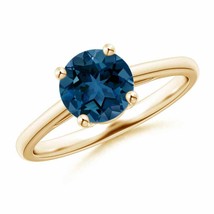 Authenticity Guarantee 
ANGARA Round London Blue Topaz Solitaire Ring in 14K ... - £410.91 GBP