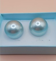 Icy Teal Button ClipOn Earrings, Hong Kong - $25.00