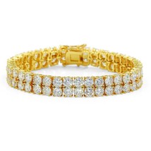 High Quality Bling Tennis Bracelet 2 Rows AAA+ Cubic Zirconia Charm Bracelets Je - £28.14 GBP