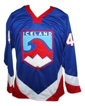 Any Name Number Iceland New Men Sewn Hockey Jersey Blue Any Size image 4