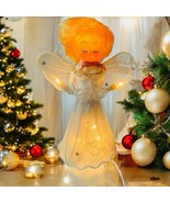 Vtg Mid Century White Kitschy Christmas Angel Tree Topper Lights Up - $25.46 CAD