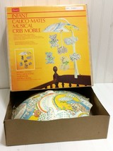 Vtg CALICO MATES Umbrella Musical Crib Mobile +Box Critters Brahms Lulla... - $31.44