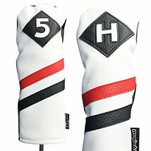 Majek Retro Golf Headcovers White Red and Black Vintage Leather Style 5 ... - $24.74