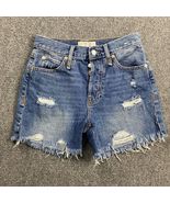 We The Free Shorts Women&#39;s 23 Blue Denim Cut Off Ripped 100% Cotton Butt... - $27.90 CAD