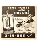 1947 3 In One Oil Machine Grade Lubricant Advertisement Vintage Tool Sup... - $19.99