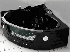 Whirlpool massage hydrotherapy Black corner bathtub hot tub 2 two person 59.05&quot; - £2,645.06 GBP